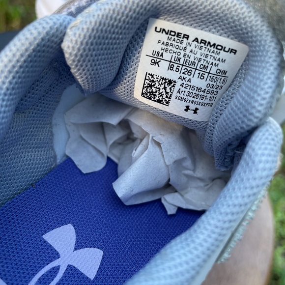 Under Armour toddler girl sneakers grey - blue/violet -  size 9 NEW IN BOX - Picture 9 of 9